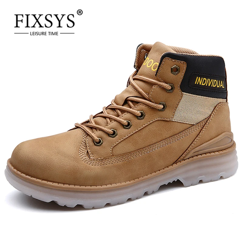 

Мужские кожаные ковбойские ботинки FIXSYS, уличные противоскользящие рабочие защитные ботинки, мотоциклетные ботинки высокого качества, мужс...