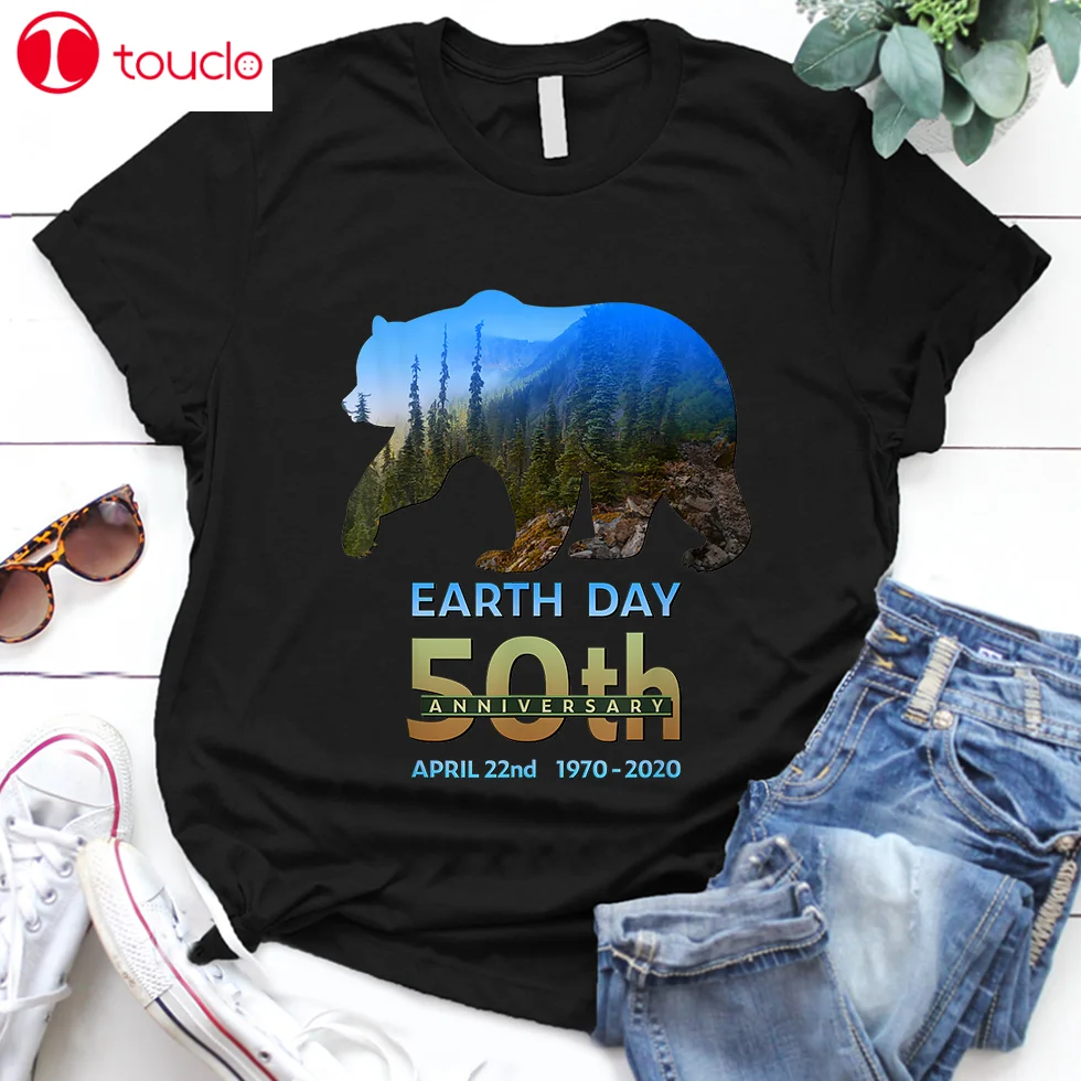 

Brown Bear Silhouette Earth Day 50Th Anniversary T-Shirt Unisex Women Men Tee Shirt