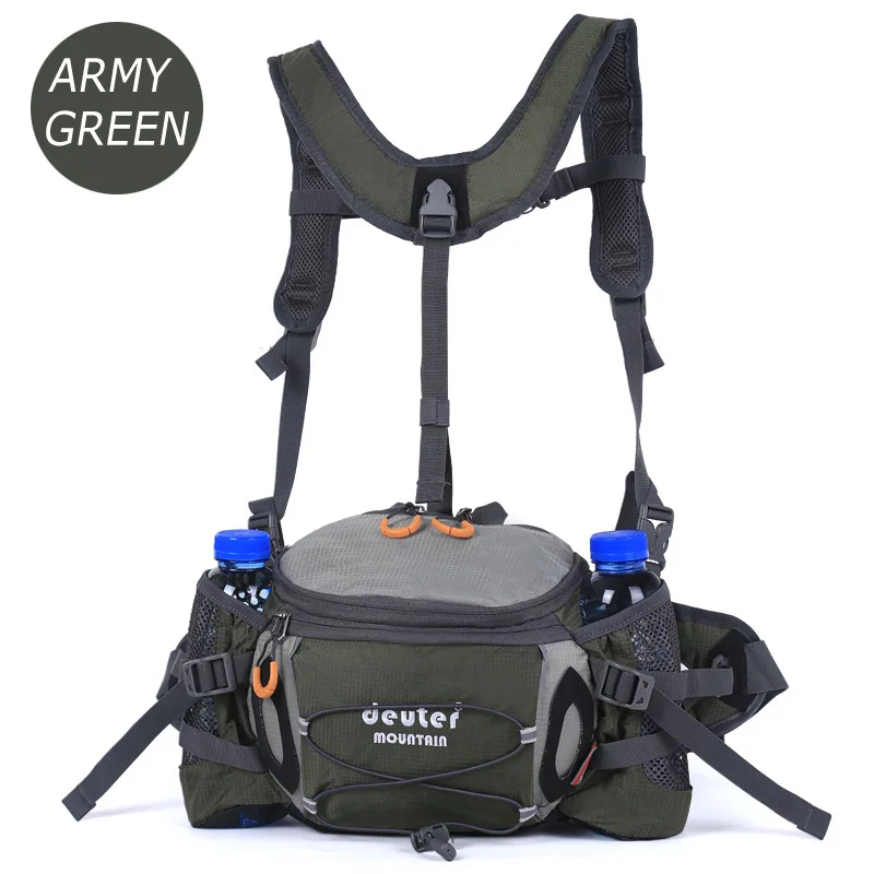 Army green Уличные поясные сумки для бега, пешего туризма, велоспорта, многофункциональный большой светильник для 6 бутылок, рюкзак, дизайн для мужчин и женщин, поясная сумка - Цвет: Army green