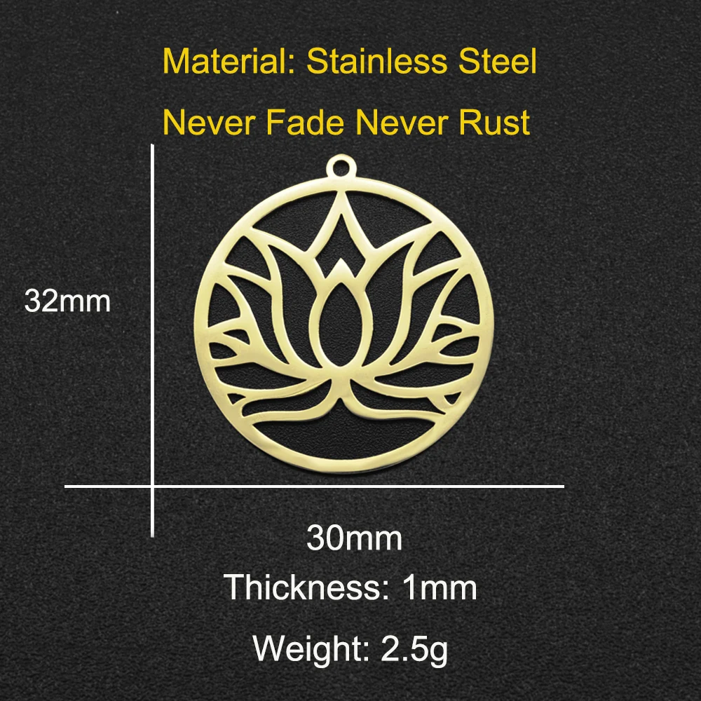 

5pcs/lot 100% Stainless Steel Yoga Lotus diy Earring Findings Pendant Charm Wholesale Factory Price Never Fade Color