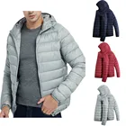 Мужские парки TELOTUNY на осень-зиму, модное легкое пальто из хлопка с перьями, повседневная куртка с капюшоном на молнии и длинным рукавом