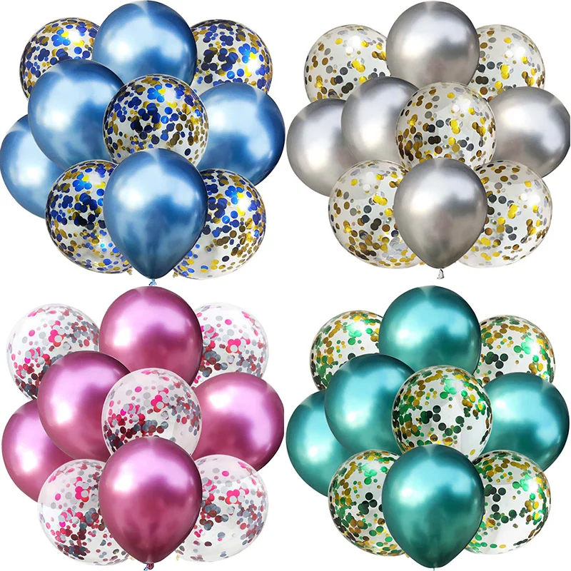 10 шт. 12 дюймовые металлические шары двухцветные конфетти смешанные вечерние