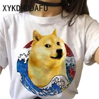 Dogecoin Футболка женская забавная мультяшная футболка с Луной в эстетике гранж кавайная Сиба-ину летние футболки новая милая футболка в стиле Харадзюку