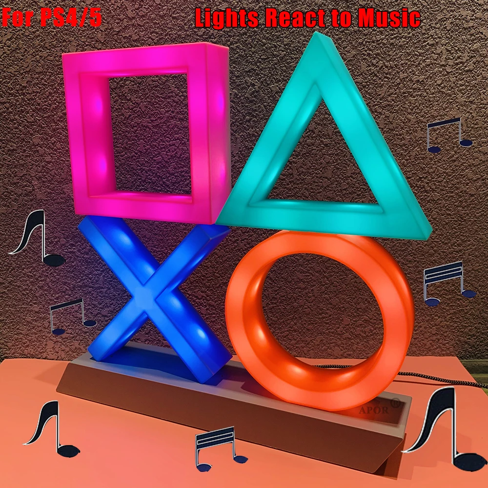 

Colorful Game Icon Lamp Sound Control Neon Light USB Power/Battery Powered Bar Club KTV Wall Decoration Lighting for PS4 PS5