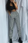 Женские Светоотражающие Брюки-джоггеры, модные повседневные серые брюки-султанки в стиле хип-хоп со шнуровкой, модель 2020 года