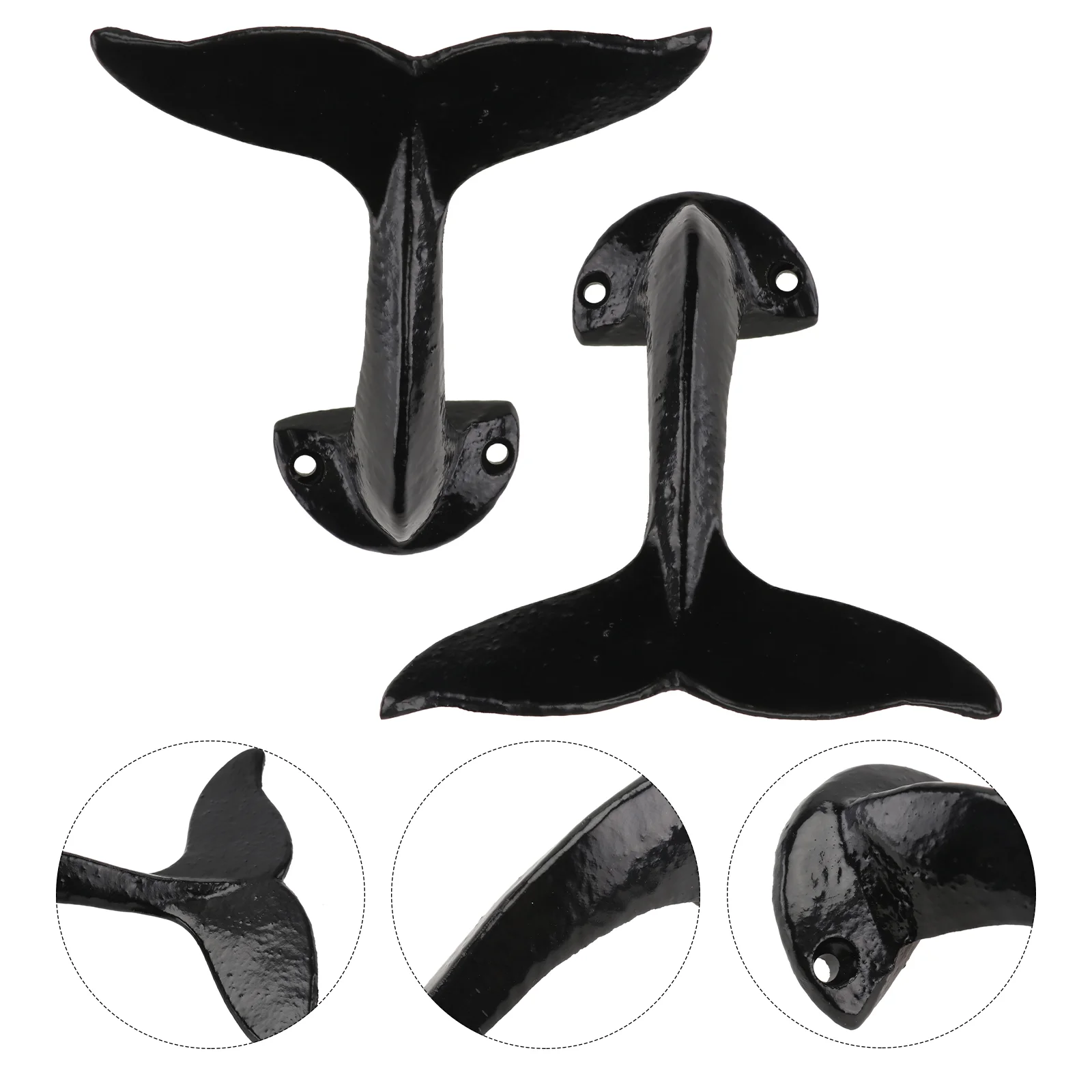 

2pcs Whale Tail Shaped Storage Hooks Indoor Iron Wall-mounted Storage Hooks