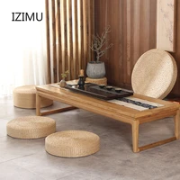 1pcs japanese style straw shaped futon cushion padded round cushion meditation pad dazed meditation mat home tatami mat yoga mat