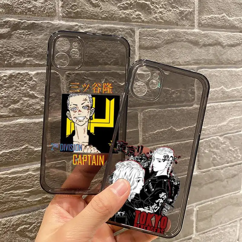 

Tokyo Revengers Phone Case For iPhone 12 11 8 7 se 2020 mini pro X XS XR MAX Plus Black Transparent Cover