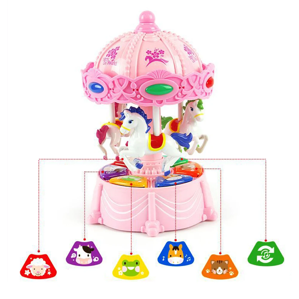 Музыкальная шкатулка в виде карусели милая Веселая круглая электронная