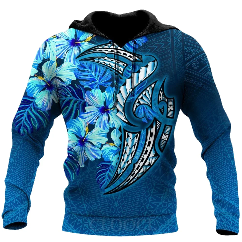 

CLOOCL Fashion Hoodies 3D Graphic Amazing Polynesian Hibiscus Hoodie for Men and Women Polyester Sportswear Men Clothing