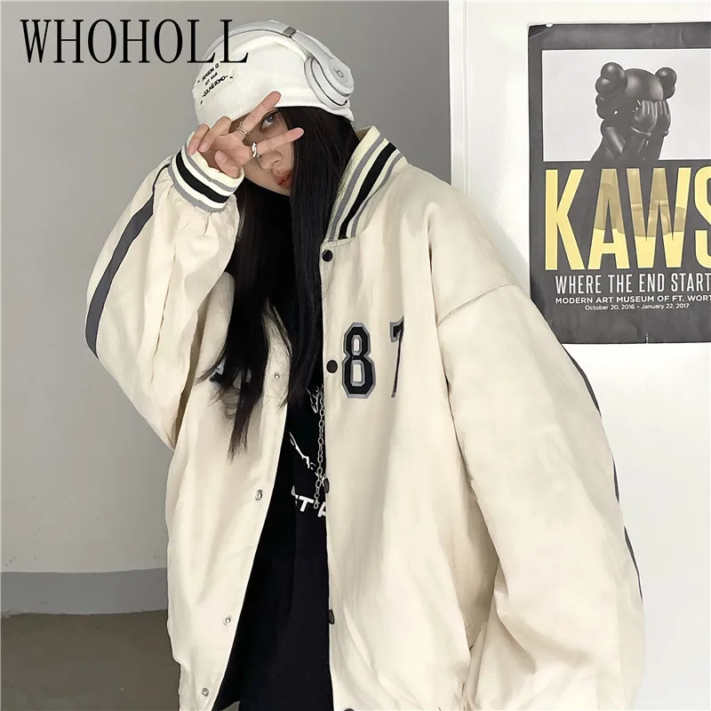 

Baseball Jacket Women's Bomber Autumn 2021 New Loose Number Embroidery Oversize Thin Jacket Coat For Women Outwear