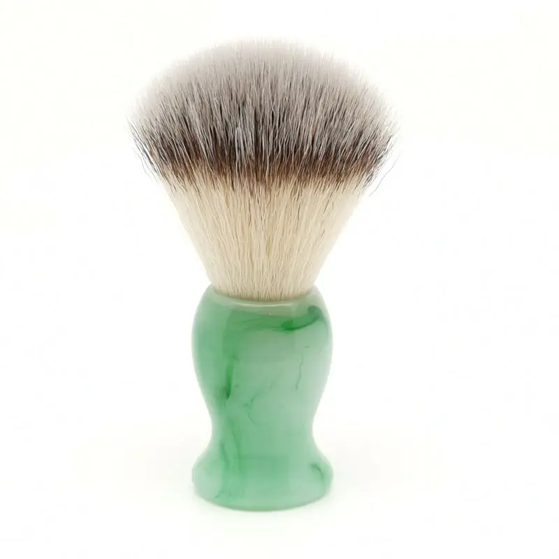 TEYO Emerald Green Pattern Resin Handle Synthetic Fiber Shaving Brush Perfect for Man Wet Shave Safety Razor
