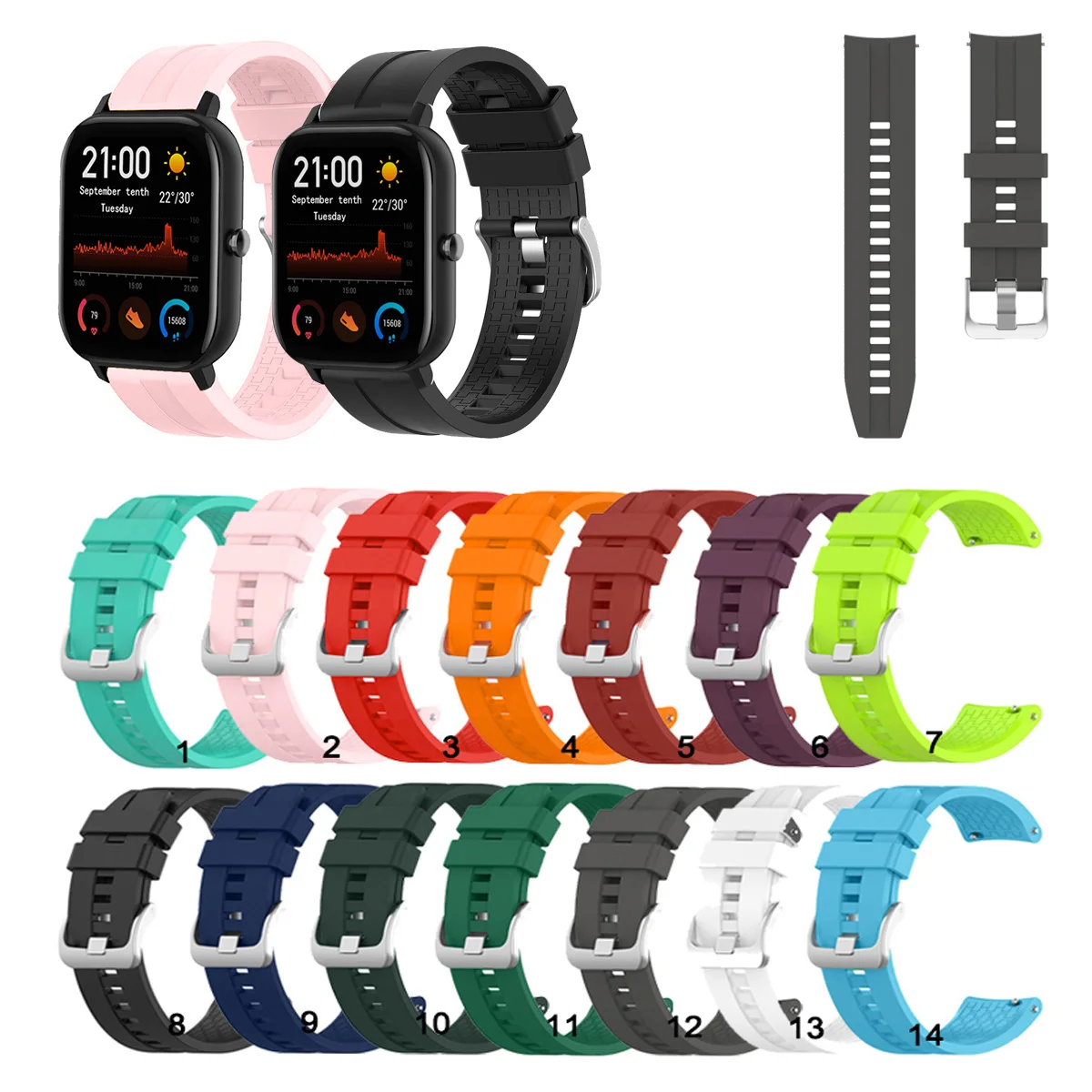 

20mm Silicone Watch Band Strap For Huami Amazfit GTS 2e GTS2 mini GTS3 for Bip Lite S U GTR 42mm Neo Replacement band strap