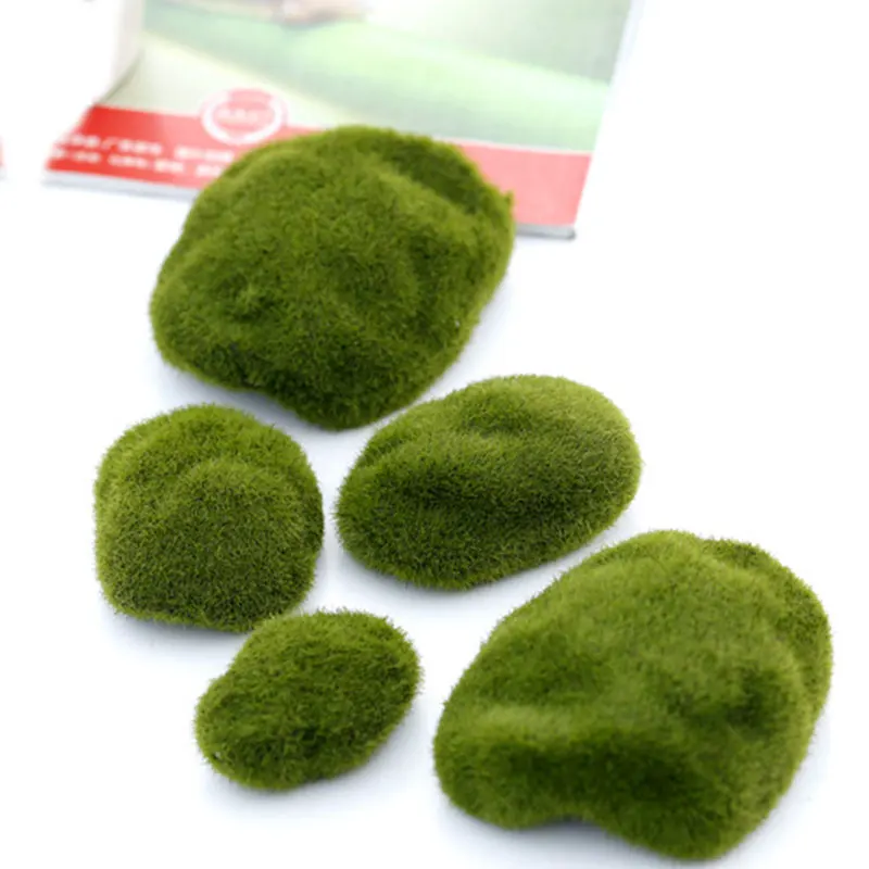 Искусственный пенный зеленый мох растения поддельные камни покрытые мхом