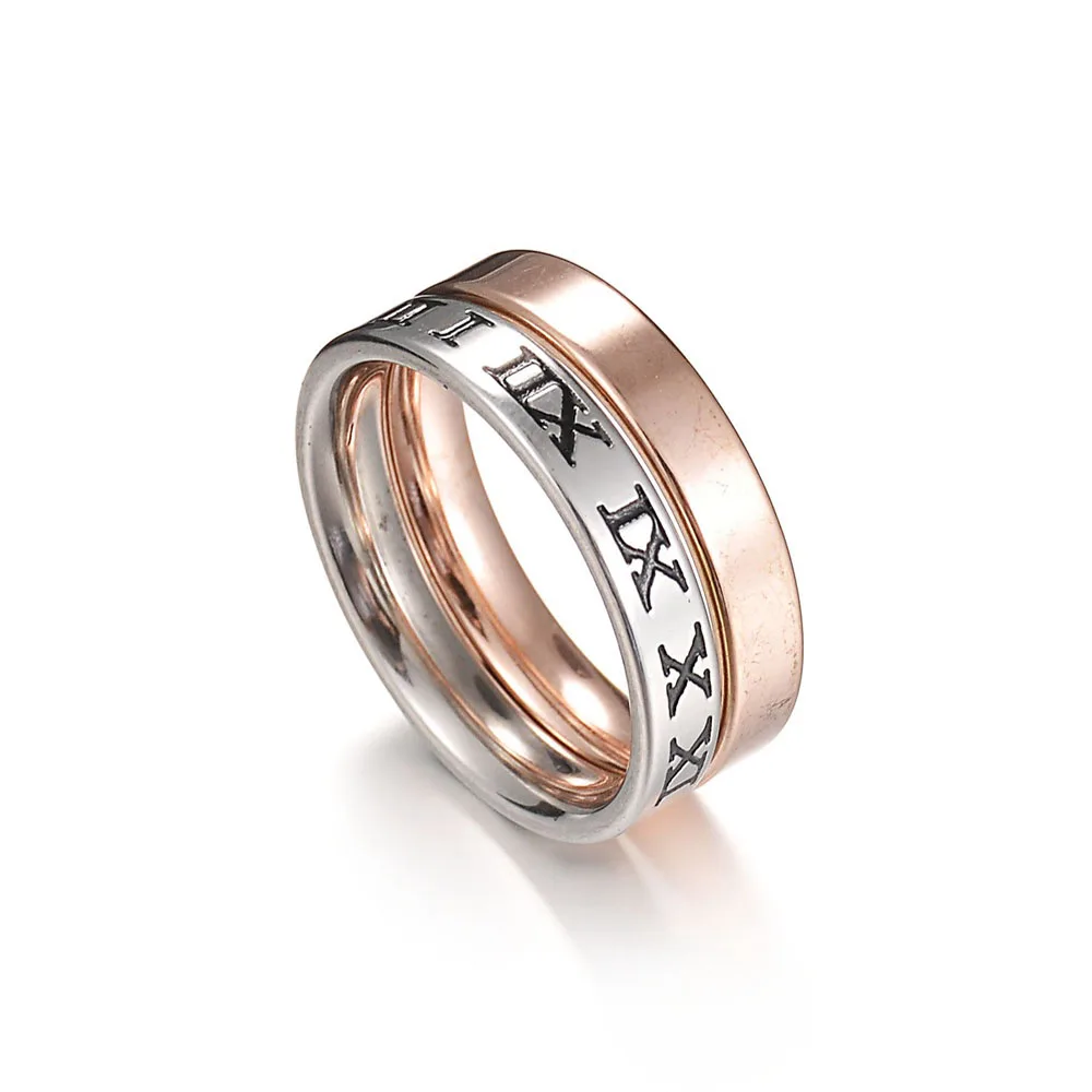 Обручальное кольцо из нержавеющей стали с римскими цифрами золотые крутые