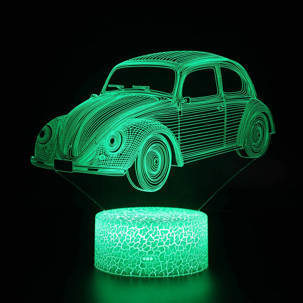 

Colorful Car 3d Led Night Light for Kids Bedroom Decoration Usb Touch Sensor Hologram Bedside Table Lamp for Children Xmas Gift