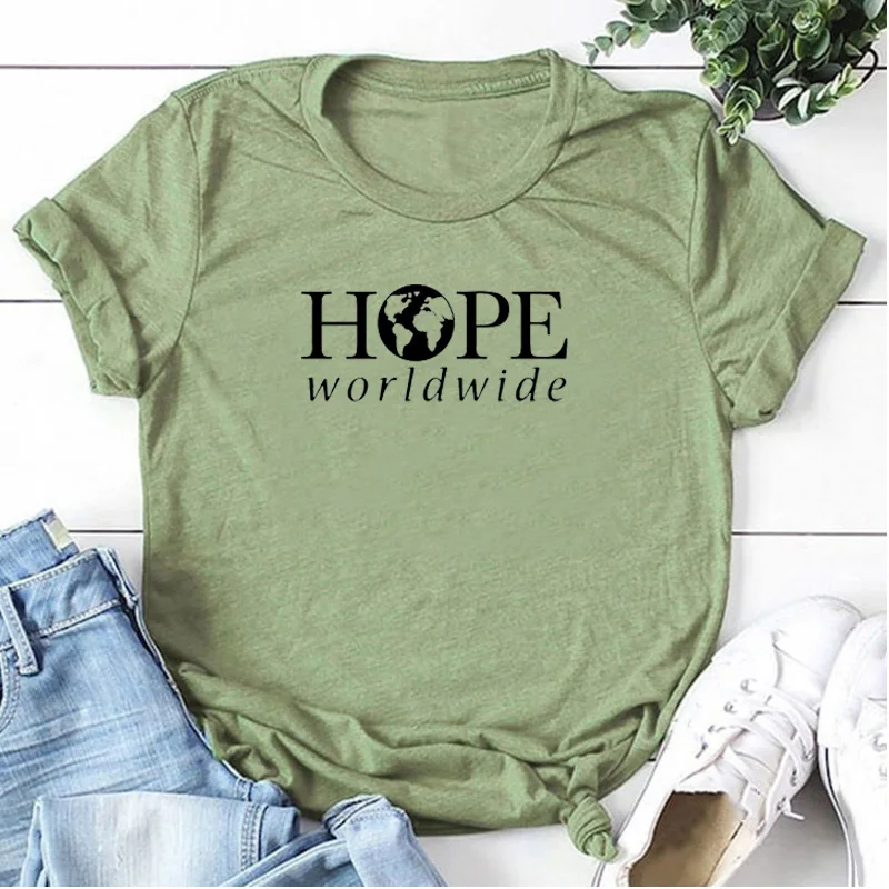 Женские футболки с рисунком надписи Hope Worldwide женские уличные со слоганом