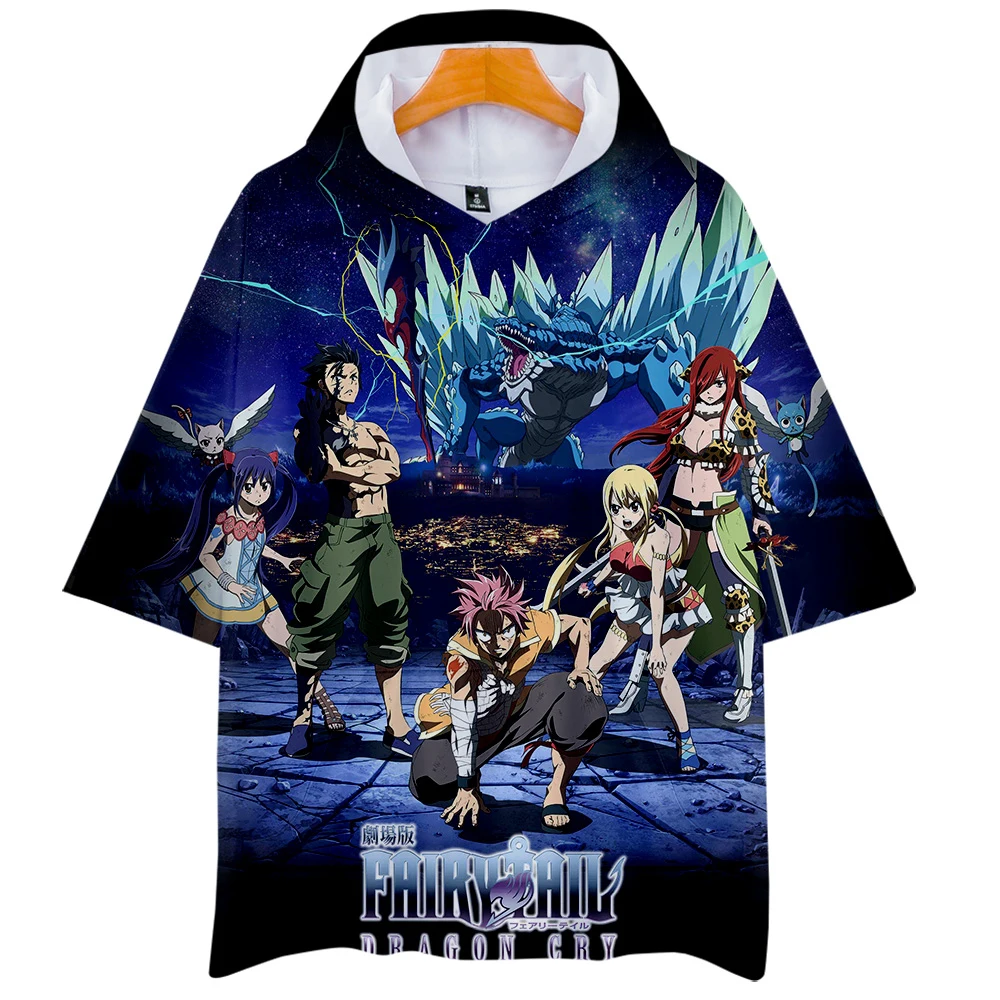 3D Kpop Fairy Tail Мужская футболка с коротким рукавом и капюшоном летняя 3d логотипом