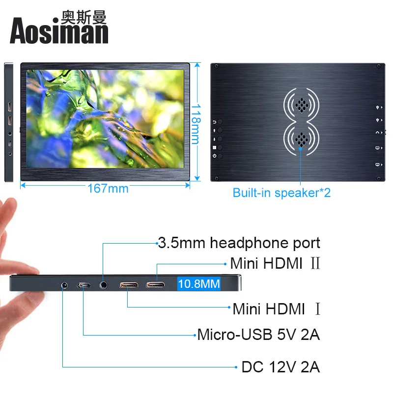 저렴한 7 인치 휴대용 모니터 LCD 디스플레이 HDMI IPS 패널 미니 스크린 노트북 X 박스 시리즈 X PS4 스위치 전화 PC 모바일 IPS 모니터