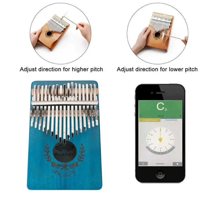 

Kalimba 17 Keys Thumb Piano with Study Instruction and Tune Hammer 24BD