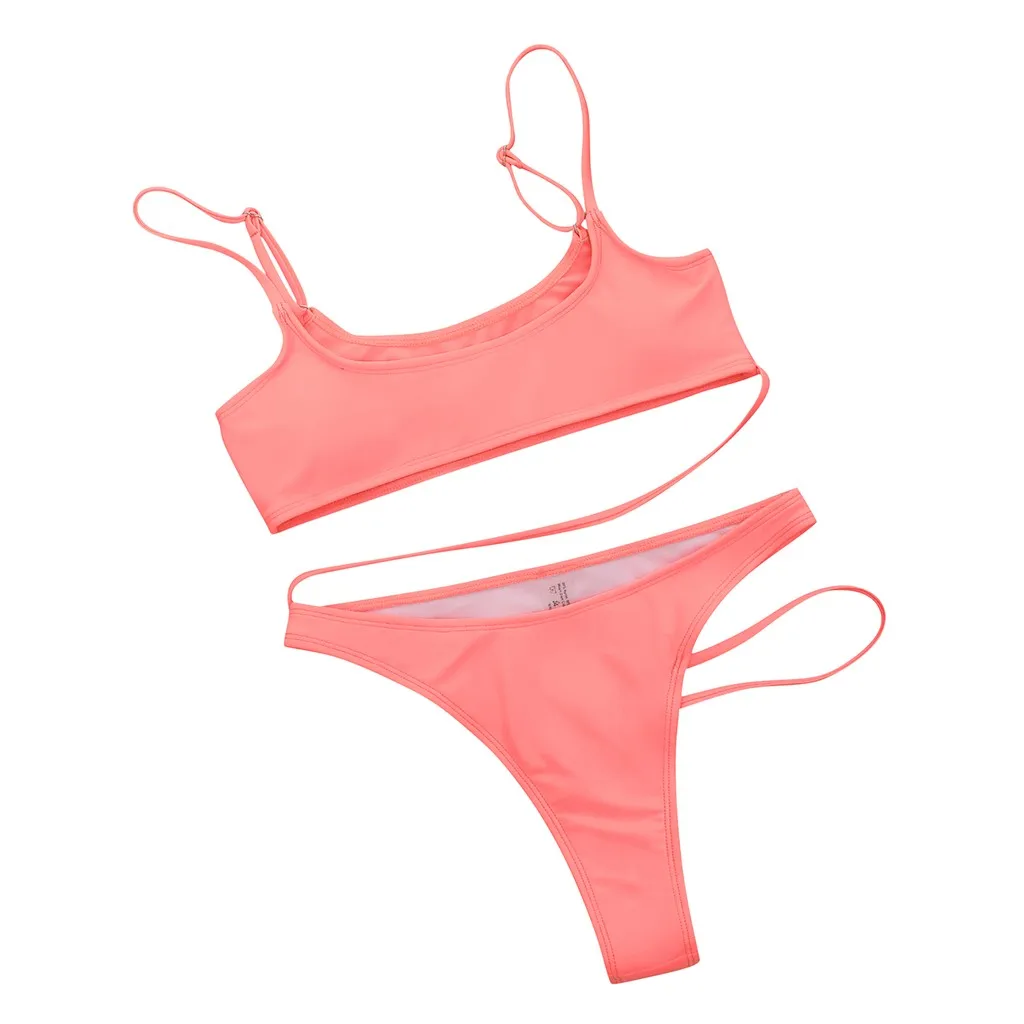 2020 сексуальный оранжевый бандажный купальник трикини с вырезами купальный