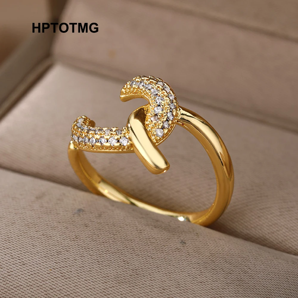 

Aesthetic Zircon French Twisted Open Rings for Women Men Metal Punk Adjustable Wed Rings 2021 Trend Ring Jewelry bague femme