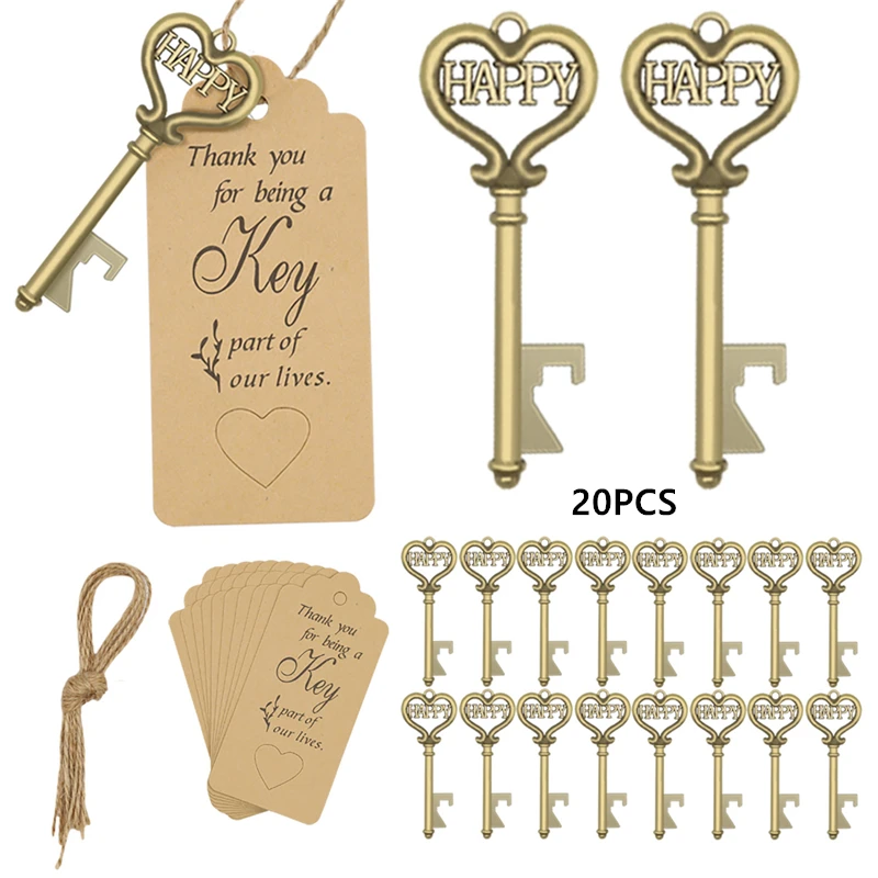 

20Pcs Creative Key Shaped Bottle Opener Portable Wedding Kitchen Keychain Beer Open Tool