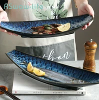 creative japanese ceramic dish fish plate special tableware boat plates serving platter sushi plate for kitchen supplies