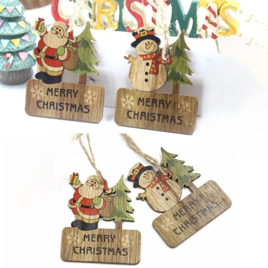 Рождественские украшения 3 шт. деревянный кулон Санта снеговика подарок
