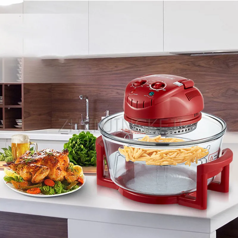 

1200W 220V 12L Home Multifunction Electric Fryer Oil Free Air Fryer Easy Clean Transparent Glass Mechanical Type Lightwave Oven