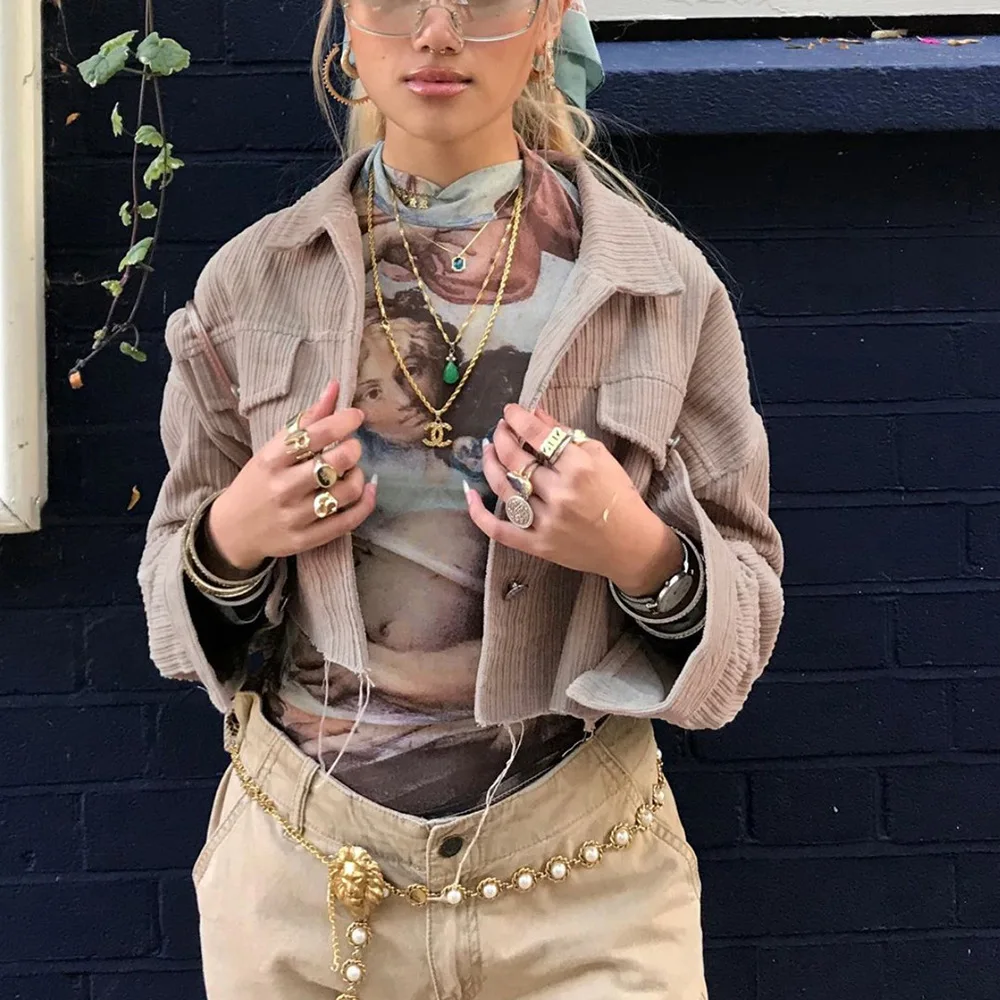 MONMOIRA однотонные вельветовые укороченные куртки для женщин уличные однобортные