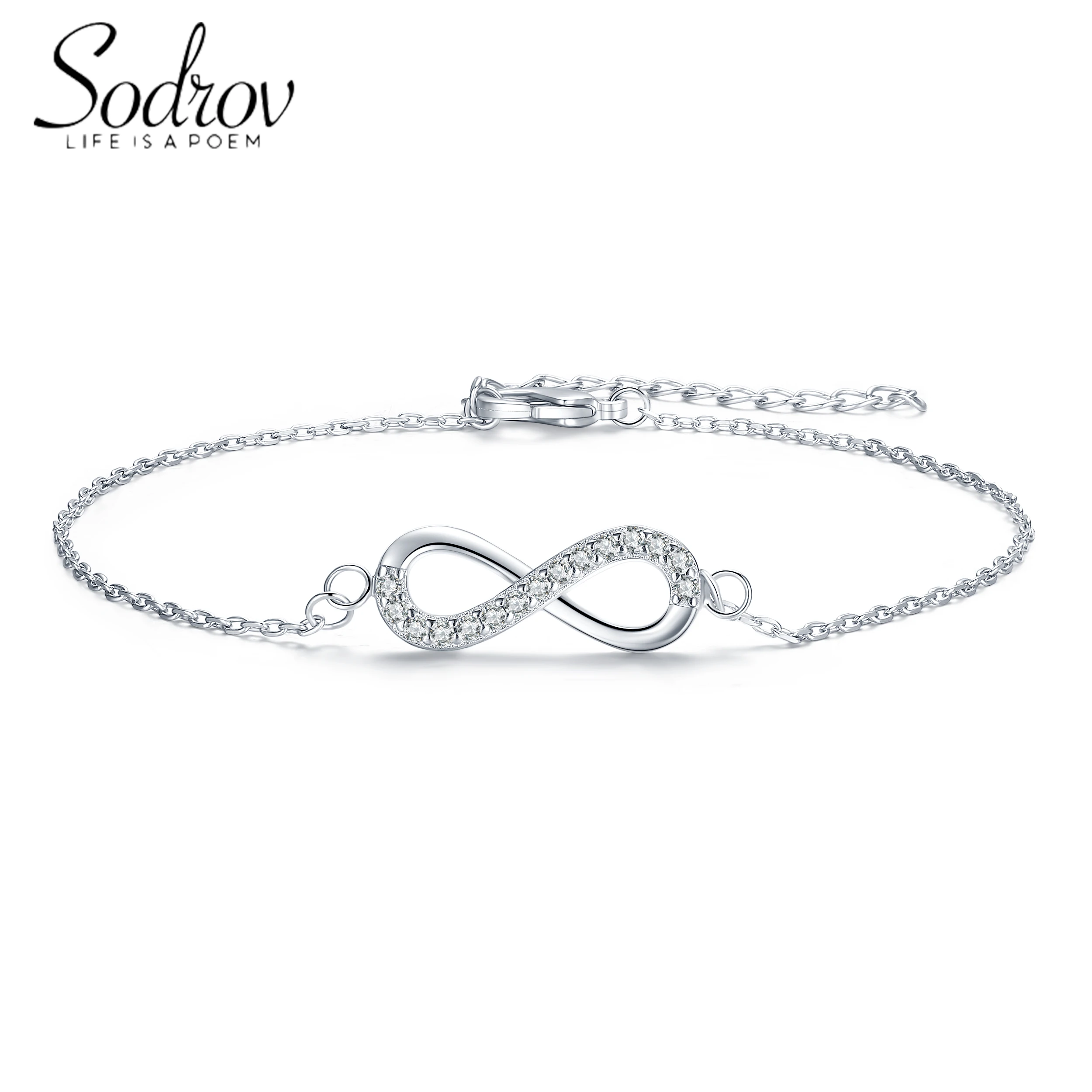 

Sodrov Silver Bracelet Jewelry 925 Silver Sterling For Women Chain & Link Fine Geometric Lucky Unlimited Chian Silver Bracelet