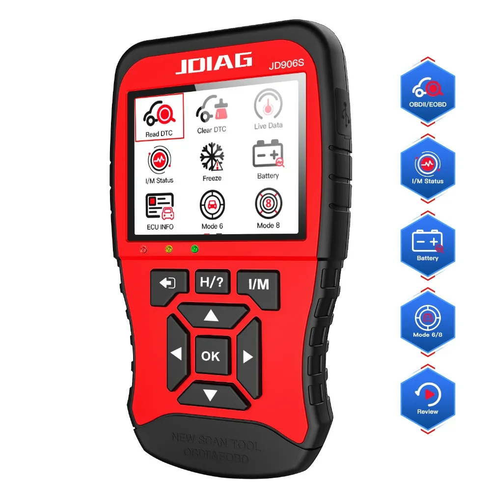 Инструмент сканирования OBDII/EOBD считыватель кодов JDiag JD906 считывание двигателя/эмиссионных кодов ошибок JD906 JD906S автоматический сканер