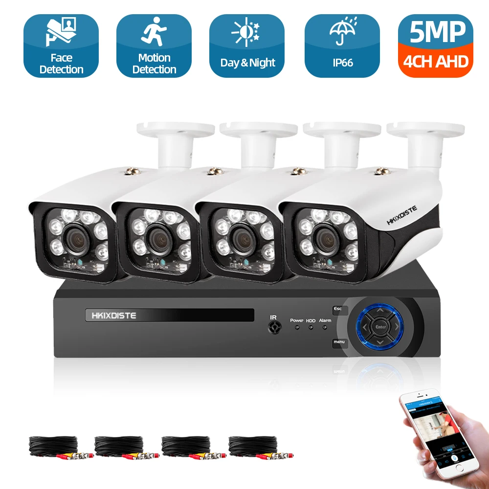 

Video Surveillance Kit 1080P 5MP HD DVR 4CH CCTV System For Home 4 Security Camera 2000TVL Outdoor Video Surveillance System