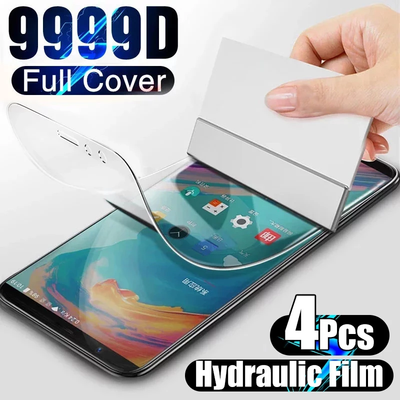 

4PCS Hydrogel Film on the Screen Protector For OnePLus 7T 6T 5T 8T Pro Full Cover Screen Protector For OnePLus 7 6 5 8 9 9R Nord
