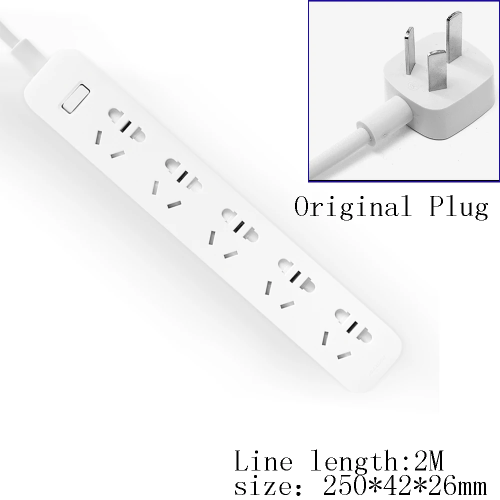 Xiaomi Mijia no usb power Strip 3 6 8 портов разъем питания вкл/выкл 2500 Вт 10A 250 В защита от перегрузки для офиса дома mihome - Цвет: 5-hole position