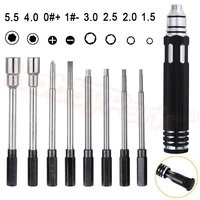 one set metal 8 in 1 screwdriver hex screw driver hobby tools kit for rc cars helicopter plane pocket h1 5 h2 0 h2 5 h3 0