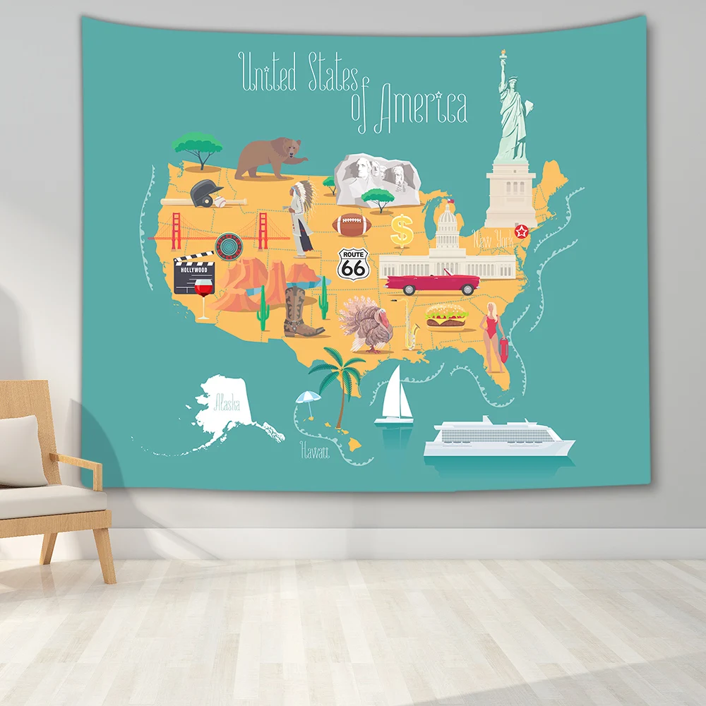 Гобелен с картой мира абстрактная карта для спальни настенный гобелен