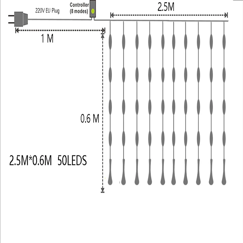 

2.5M LED Icicle String Lights Christmas Fairy Lights garland Outdoor Home For Wedding/Party/Curtain/Garden New Year's Decoration