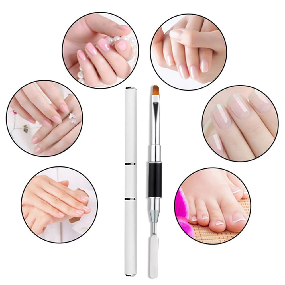

2-In-1 Double-Ended Dual-Use Nail Tool Nail Pen Poly Nail Gel Brush And Picker UV Brush Slice Shape Tool