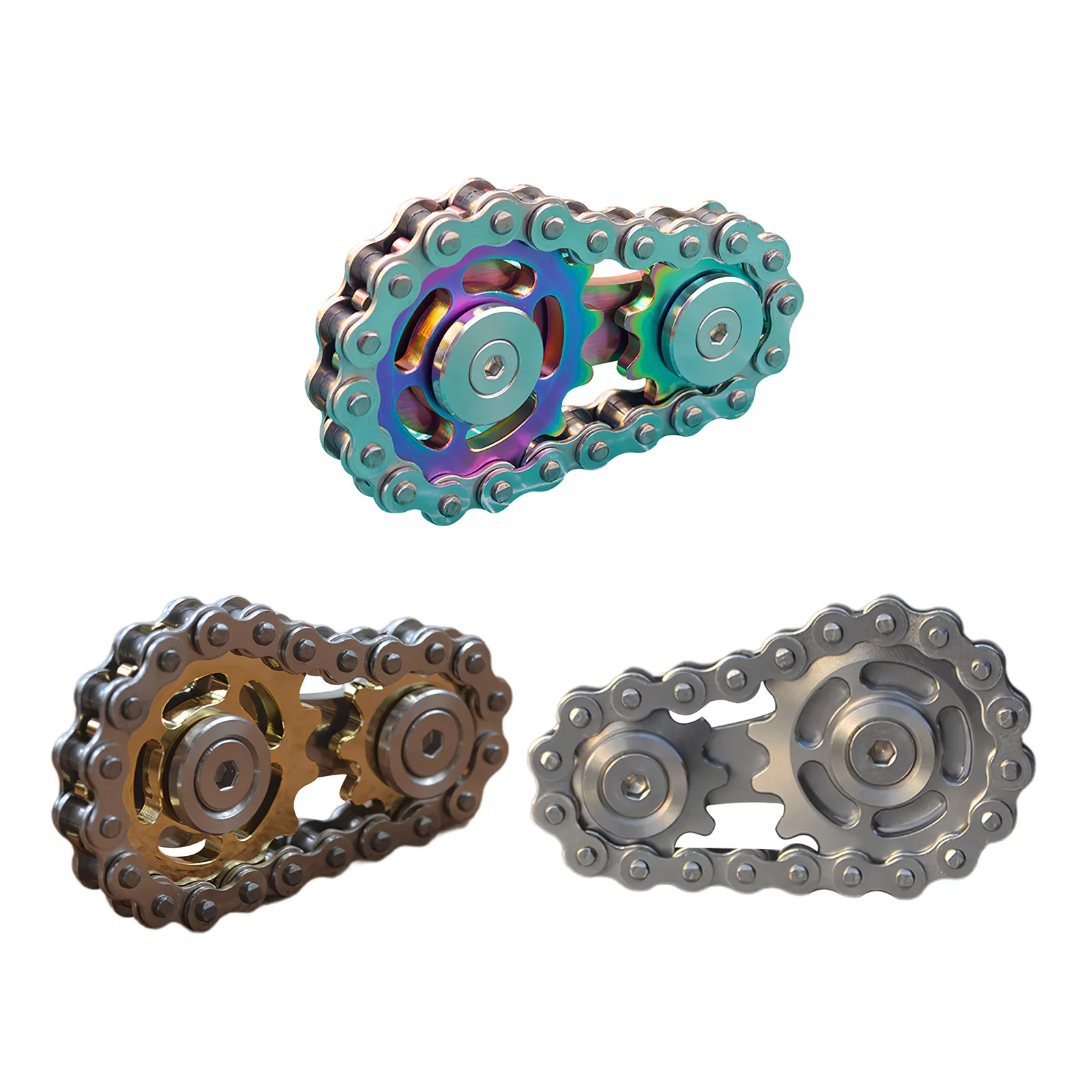 

Stress Relief Fingertip Toys Gyro Sprocket Flywheel Sprockets Chains Metal Toy Stainless Steel Portable Relax Gear Chain Toy