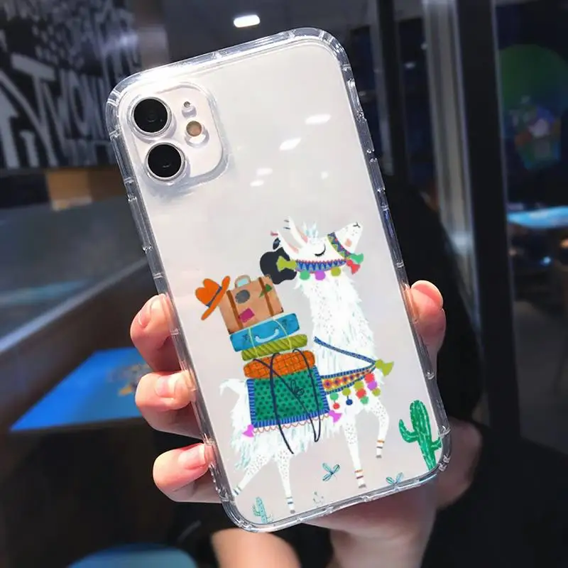 

Kawaii Cute Llama Alpaca Phone Case Transparent for Clear iPhone 11 12 mini pro XS MAX 8 7 6 6S Plus X 5S SE 2020 XR