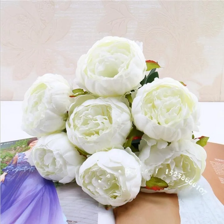 

New 7 head Peony Buds bouquet wedding bride Holding flower bridal hand hold flowers home decorative ornament 10pcs/lot