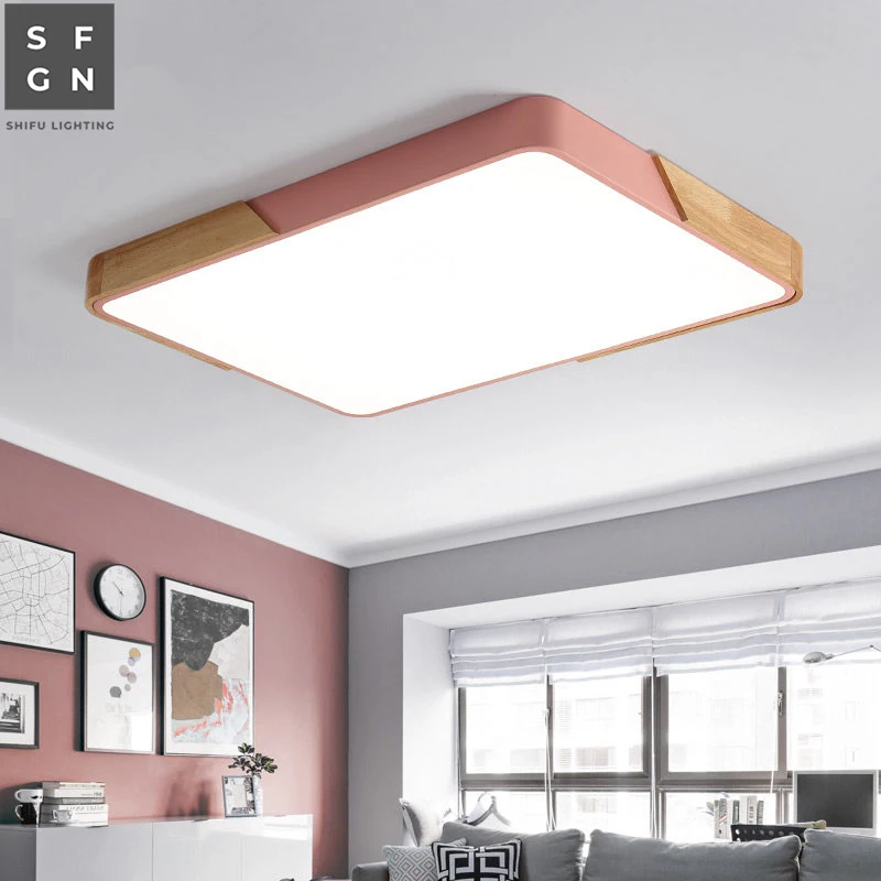 Светодиодный потолочный светильник Macaroon ультратонкая 6 см дерево кованое железо