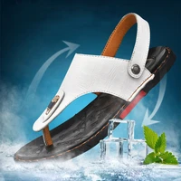 sandals flip flops casual breathable beach shoes hand sewn leather men s shoes s 2021 summer new rubber fashion adult dt 902