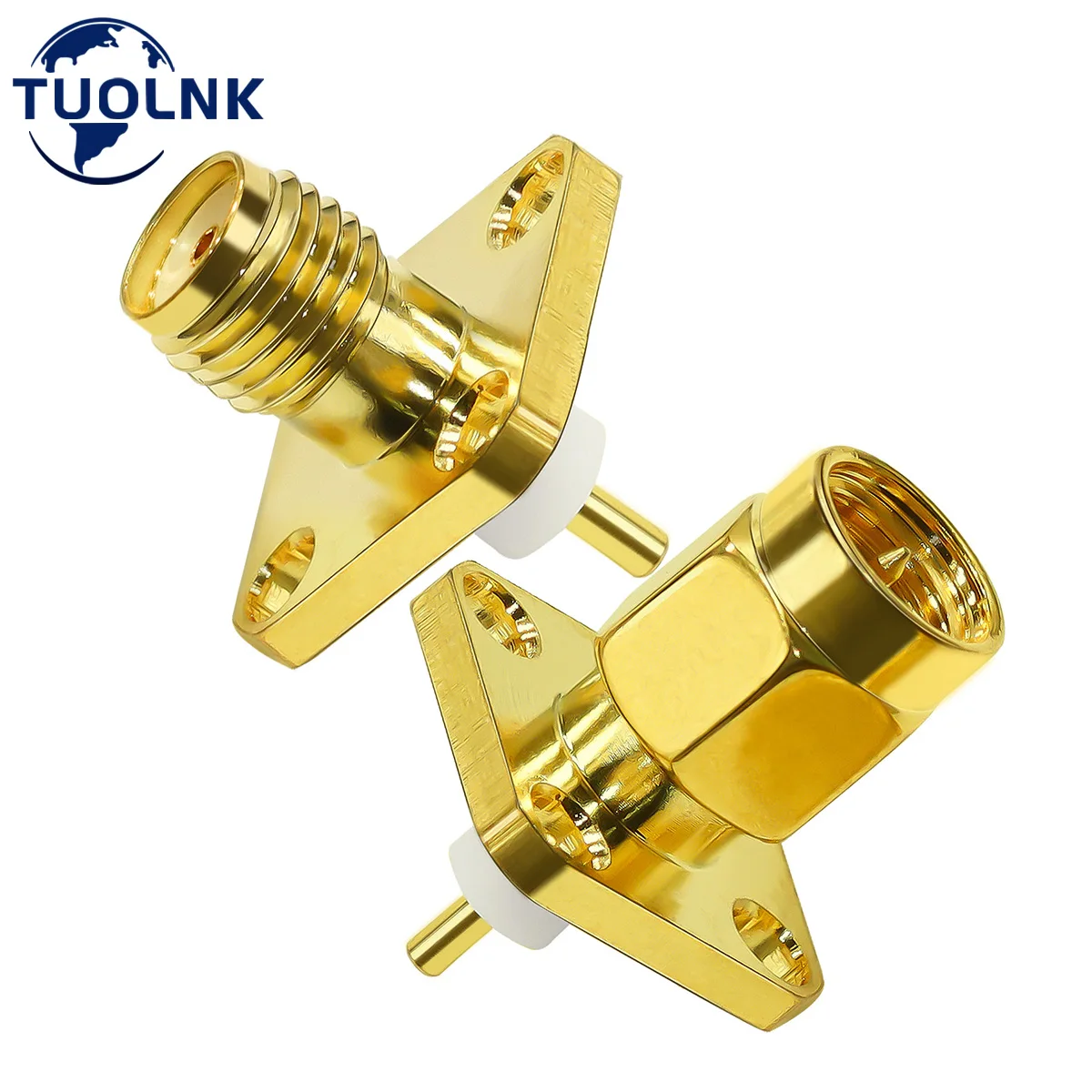 Панельный разъем SMA типа 2 шт./лот штекер 4 отверстия фланцевое шасси припой