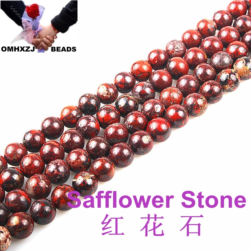 OMHXZJ 6 8 10 12 мм натуральный камень красный Brecciated Jasper бусины выбрать размер ювелирные изделия ZZ11