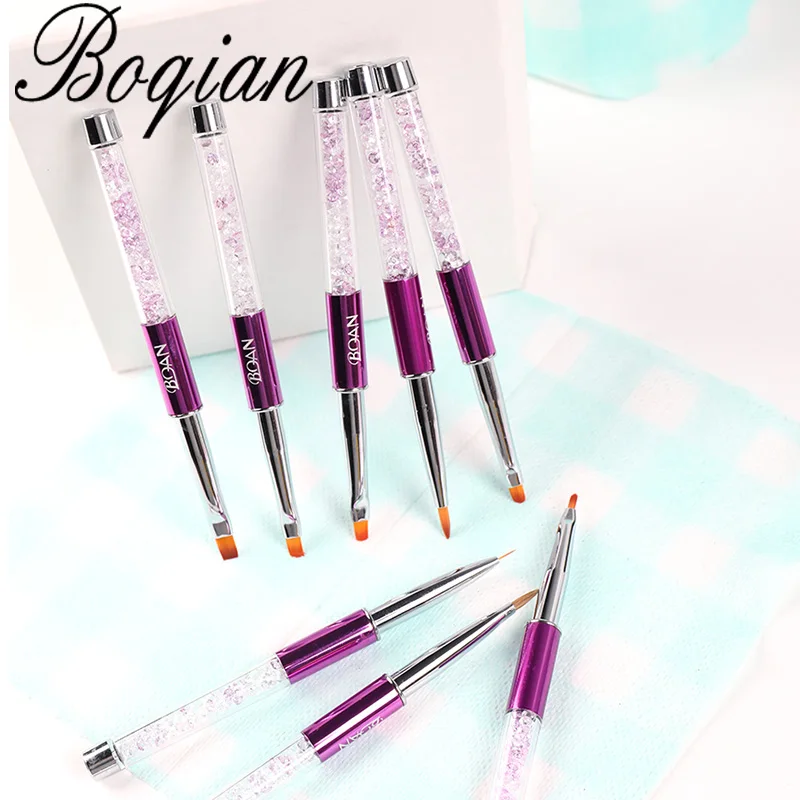 

BQAN Pueple Кисть для ногтей Ультрафиолетовый гель, подводка-карандаш для рисования акриловая кисть для рисования для ногтей градиент Стразы ру...