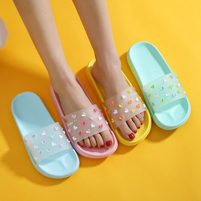 

Fashion Women Men Summer Slippers Beach Slide Sandals Transparent Flip Flops Thick Bottom Couple Bathroom Shoes Zapatillas Mujer