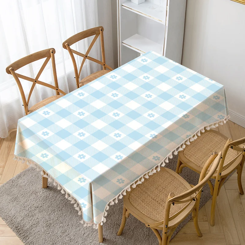 

Modern Blue Colorata Modello In polyester fiber E Lino Stampato Impermeabile Della Copertura di Tabella Table Clothes for Dining